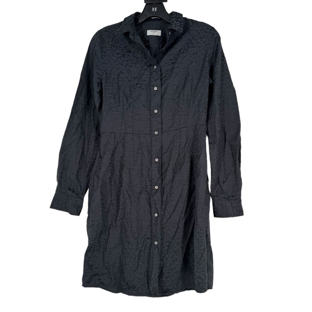 Untuckit For Her Dress Womens Black Anna Leopard Print Button Front Pockets Sz 2